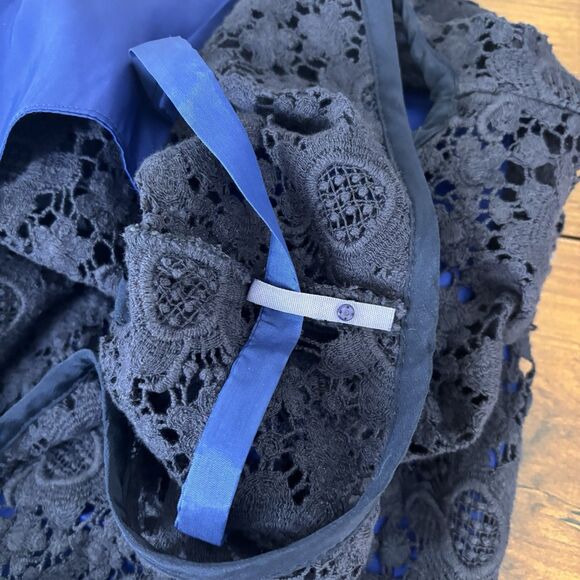 Nanette Lepore Womens 10 Around the World Sheath Dress Navy Blue Lace Bow Detail - Picture 9 of 10